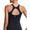 RUNNING GIRL Workout Tank Tops for Women Built in Shelf Bras Padded,Sleeveless Gym Tops Athletic Yoga Shirts(E-black)
