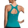 RUNNING GIRL Workout Tank Tops for Women Built in Shelf Bras Padded,Sleeveless Gym Tops Athletic Yoga Shirts(E-green)