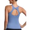 RUNNING GIRL Workout Tank Tops for Women Built in Shelf Bras Padded,Sleeveless Gym Tops Athletic Yoga Shirts(E-light Blue)