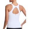 RUNNING GIRL Workout Tank Tops for Women Built in Shelf Bras Padded,Sleeveless Gym Tops Athletic Yoga Shirts(E-white)
