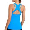 RUNNING GIRL Workout Tank Tops with Built in Bras for Women,Compression Shirt Strappy Back Athletic Yoga Tops(A-bright Blue)