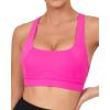 RUNNING GIRL Y-Back Sports Bras for Women, Medium Impact Wirefree Padded Bra Workout Crop Top Longline Sports Bra Push up(D-pink)