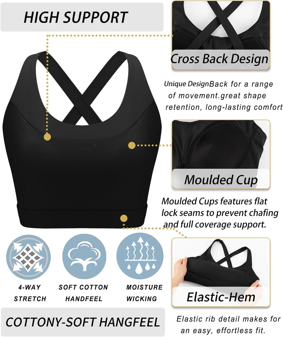 imageRUNNING GIRL Sports Bra for Women High SupportMolded Cup High Impact Sports Bras with Sewn in PadsBlack