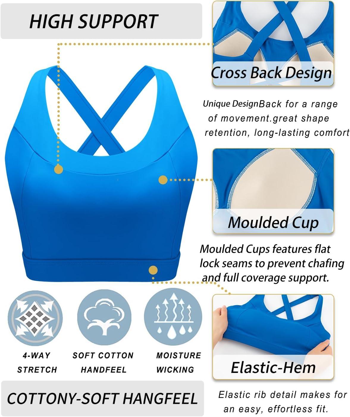 imageRUNNING GIRL Sports Bra for Women High SupportMolded Cup High Impact Sports Bras with Sewn in PadsBlue