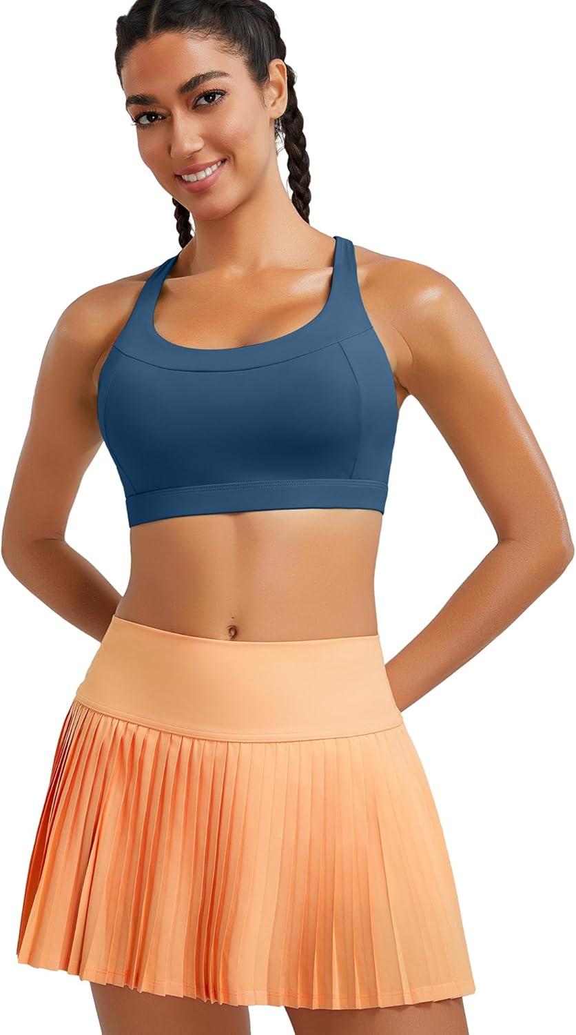 imageRUNNING GIRL Sports Bra for Women High SupportMolded Cup High Impact Sports Bras with Sewn in PadsDark Blue