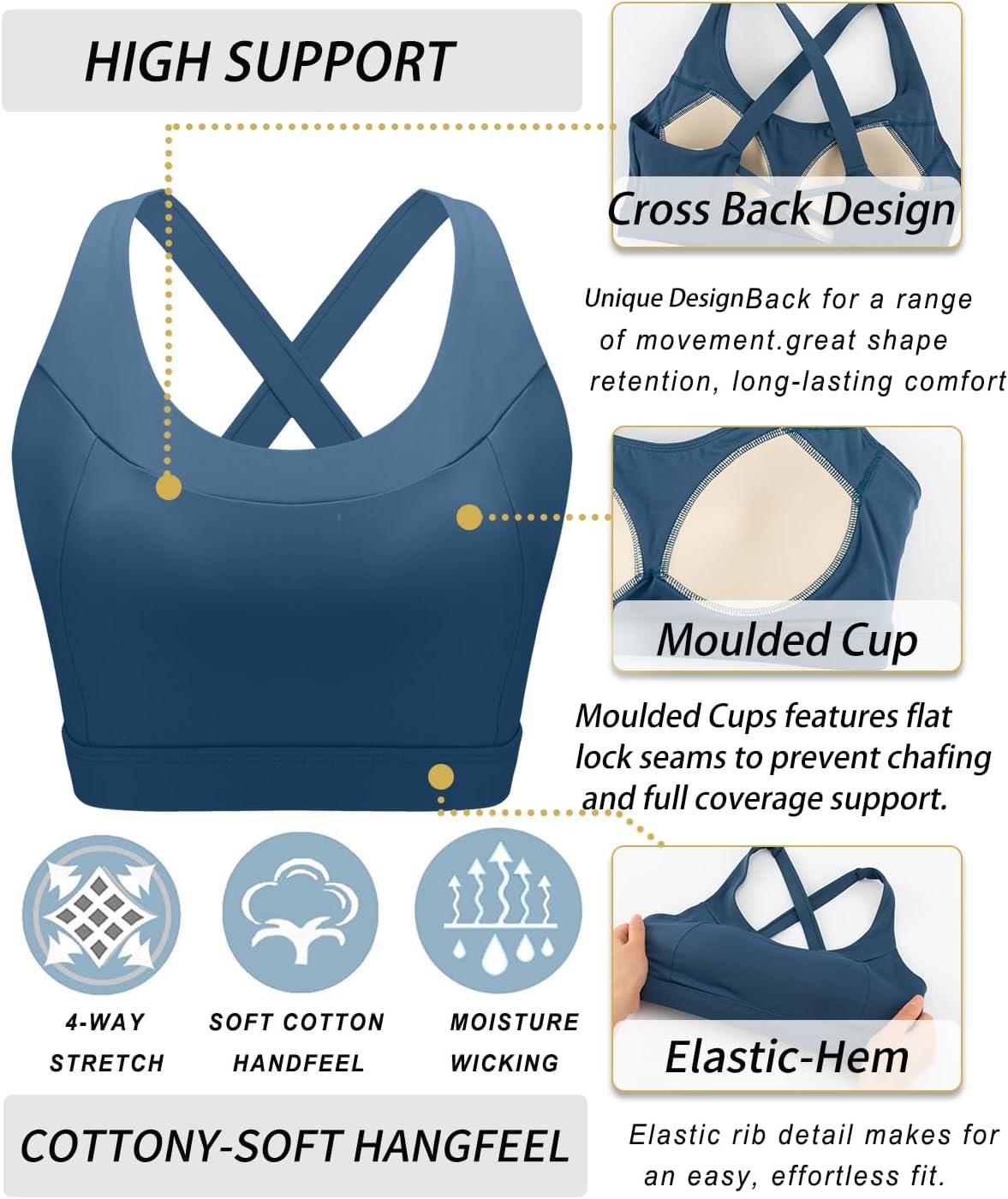 imageRUNNING GIRL Sports Bra for Women High SupportMolded Cup High Impact Sports Bras with Sewn in PadsDark Blue