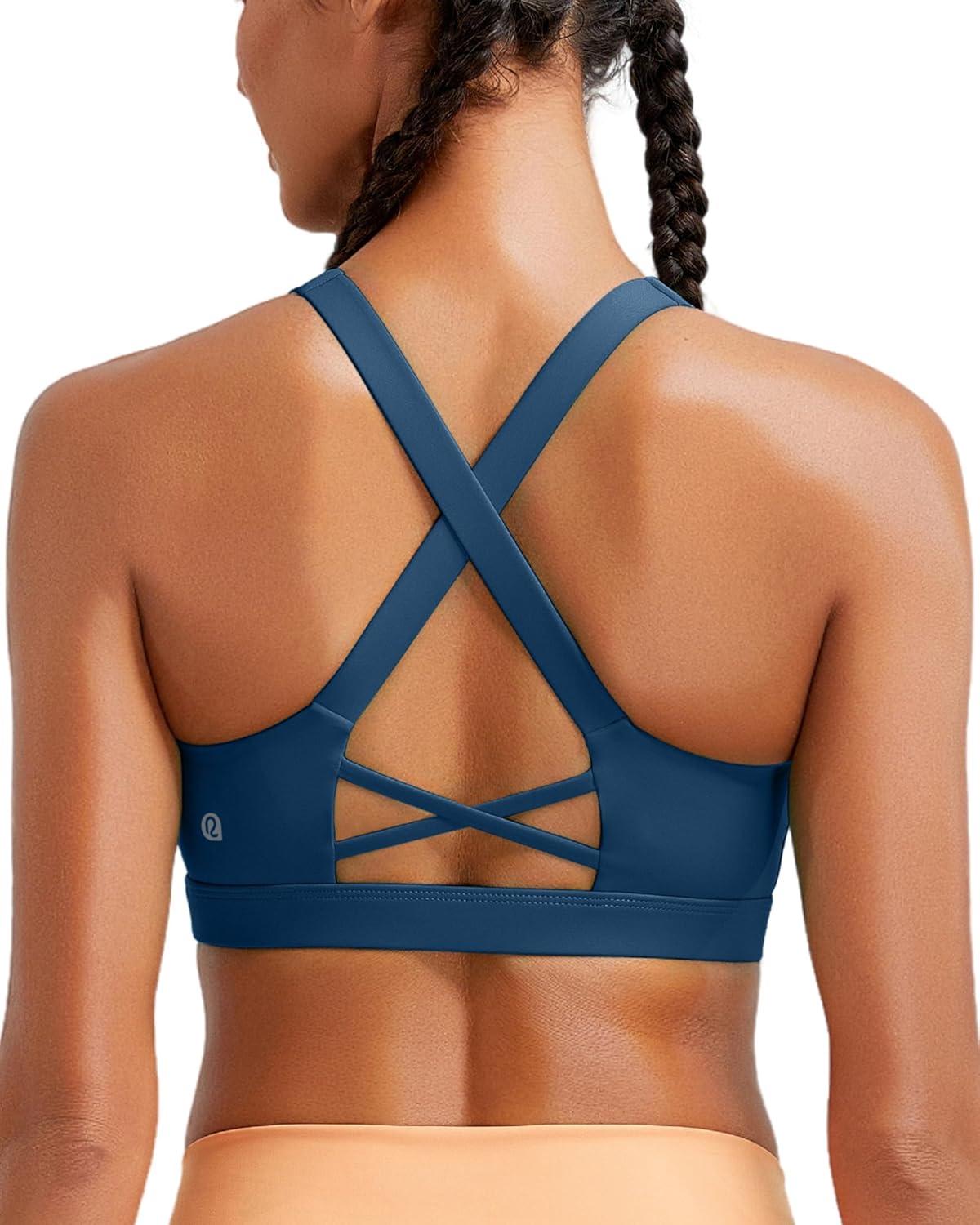 imageRUNNING GIRL Sports Bra for Women High SupportMolded Cup High Impact Sports Bras with Sewn in PadsDark Blue