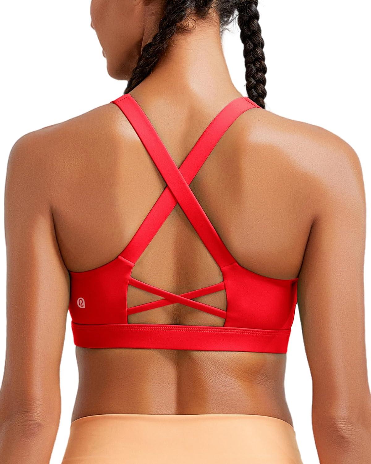 imageRUNNING GIRL Sports Bra for Women High SupportMolded Cup High Impact Sports Bras with Sewn in PadsDeep Red