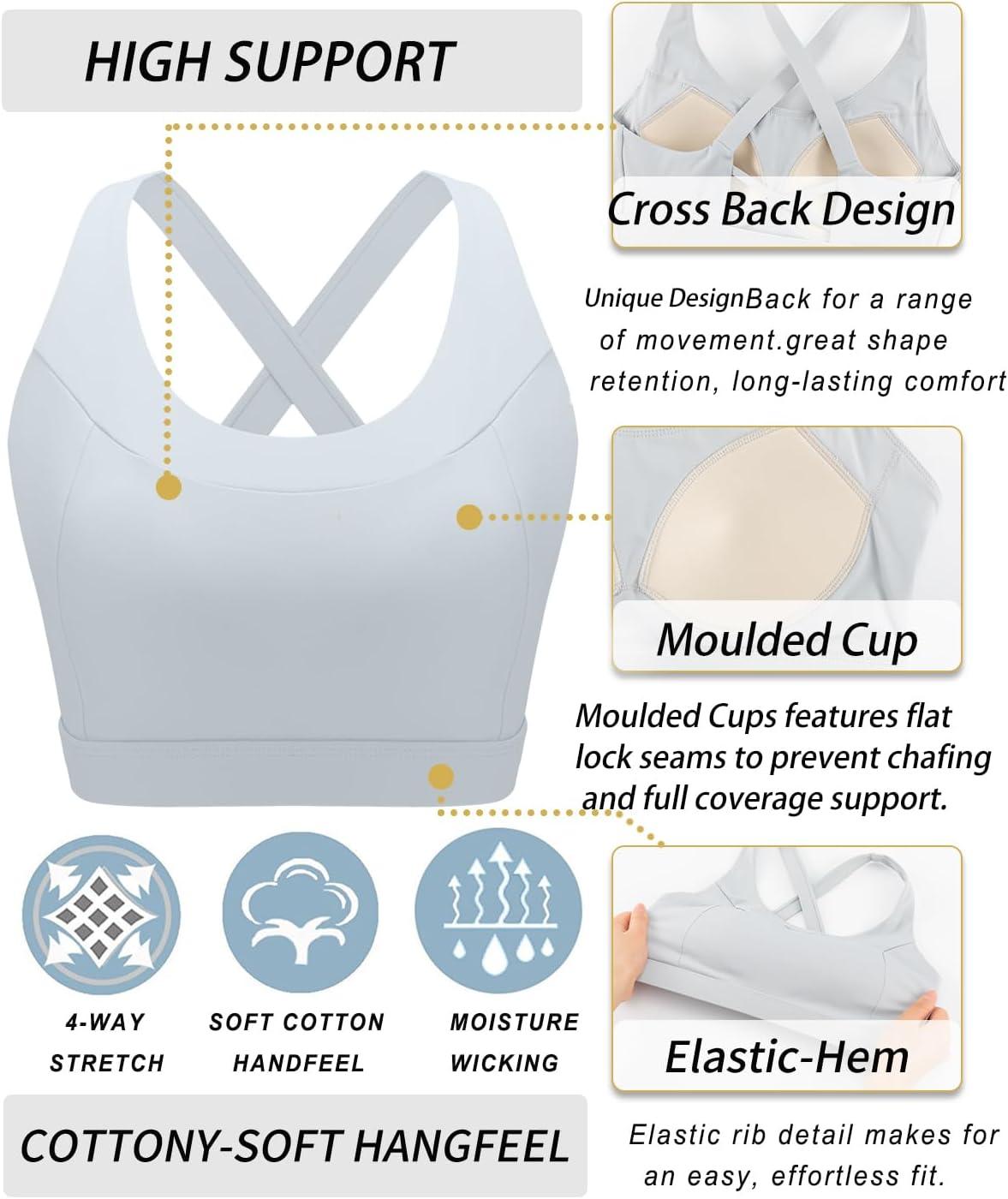 imageRUNNING GIRL Sports Bra for Women High SupportMolded Cup High Impact Sports Bras with Sewn in PadsGrey