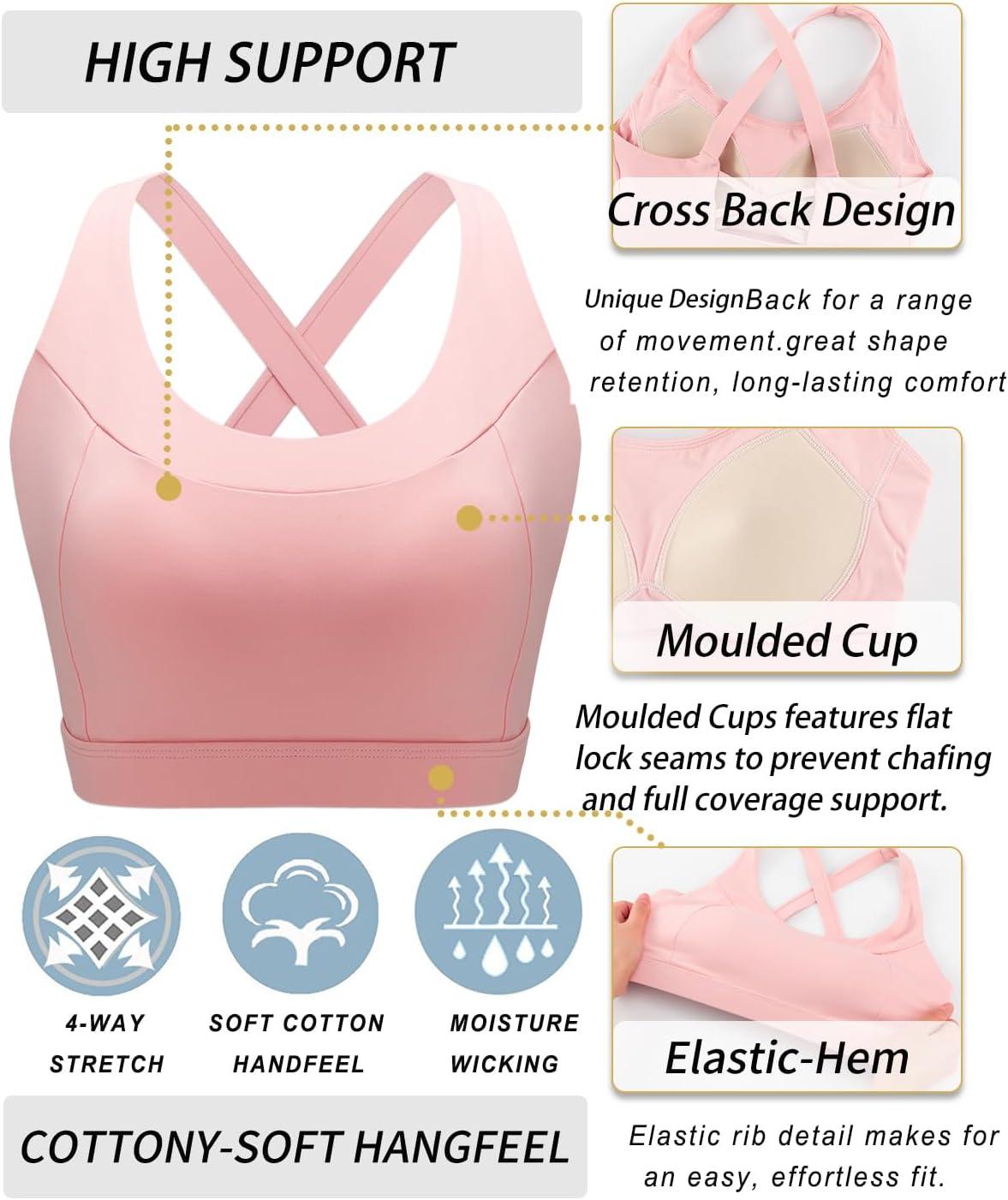 imageRUNNING GIRL Sports Bra for Women High SupportMolded Cup High Impact Sports Bras with Sewn in PadsPink