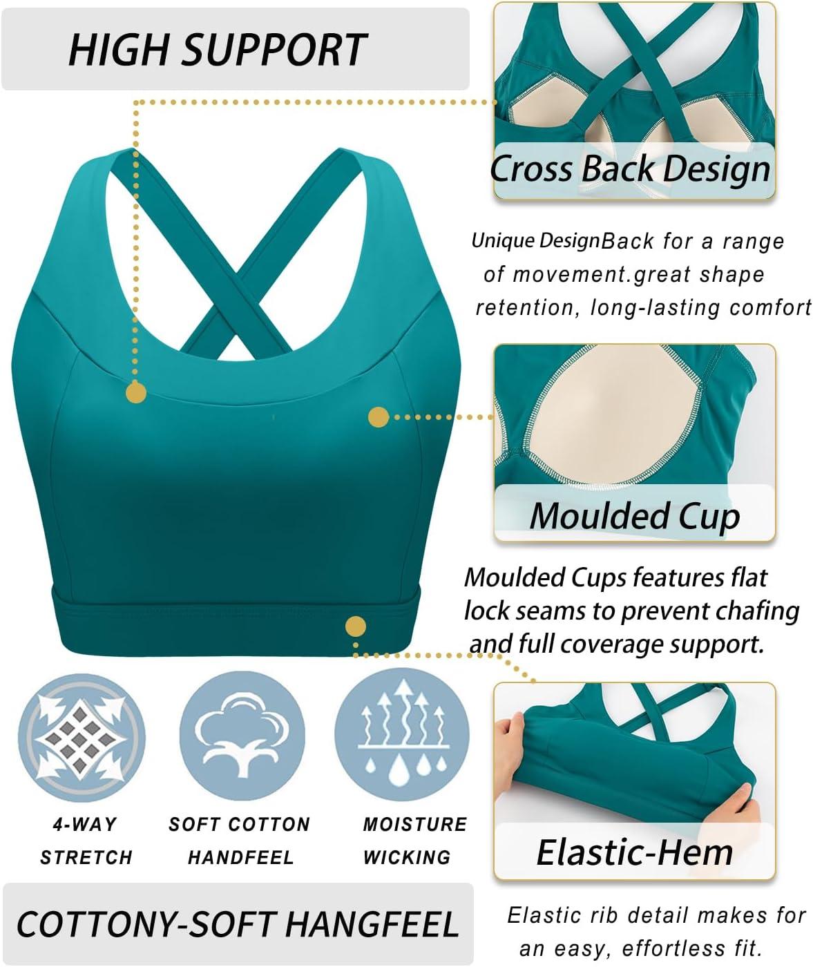 imageRUNNING GIRL Sports Bra for Women High SupportMolded Cup High Impact Sports Bras with Sewn in PadsTeal