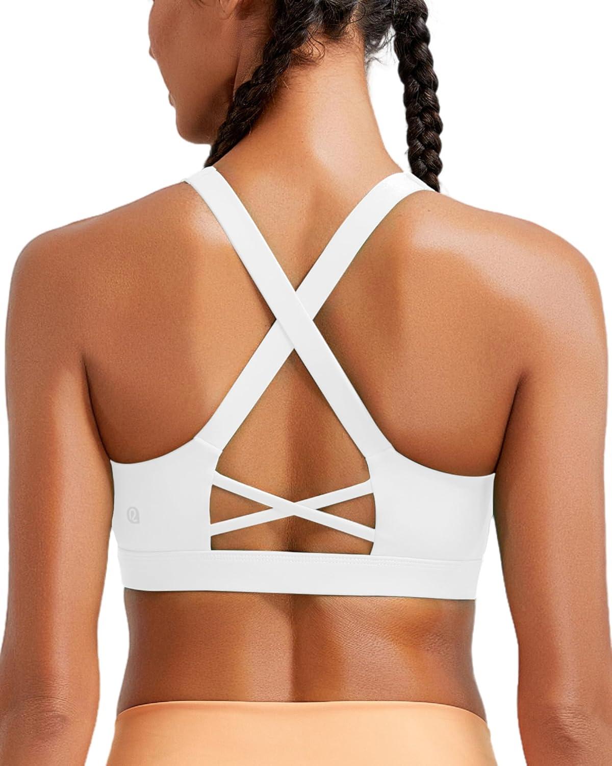 imageRUNNING GIRL Sports Bra for Women High SupportMolded Cup High Impact Sports Bras with Sewn in PadsWhite