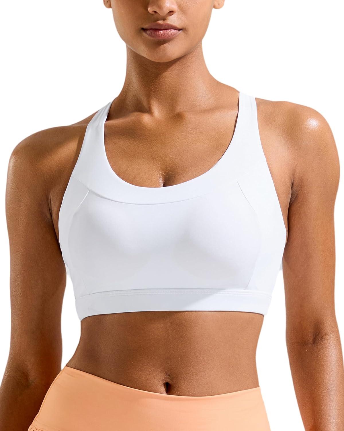 imageRUNNING GIRL Sports Bra for Women High SupportMolded Cup High Impact Sports Bras with Sewn in PadsWhite