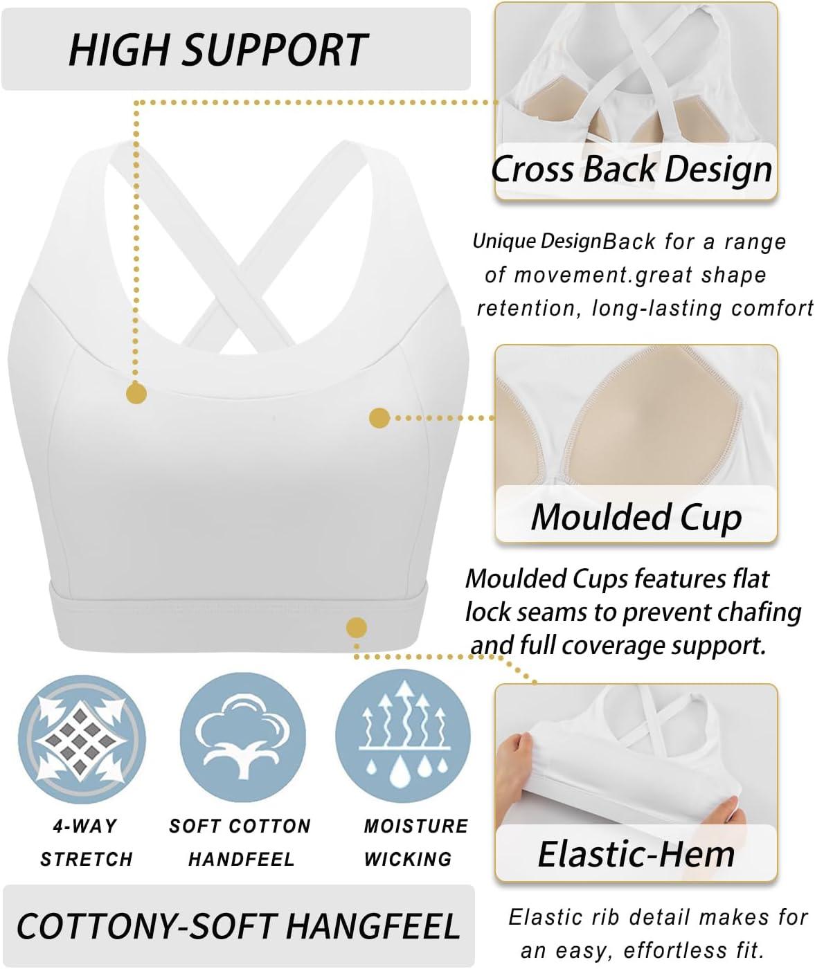 imageRUNNING GIRL Sports Bra for Women High SupportMolded Cup High Impact Sports Bras with Sewn in PadsWhite