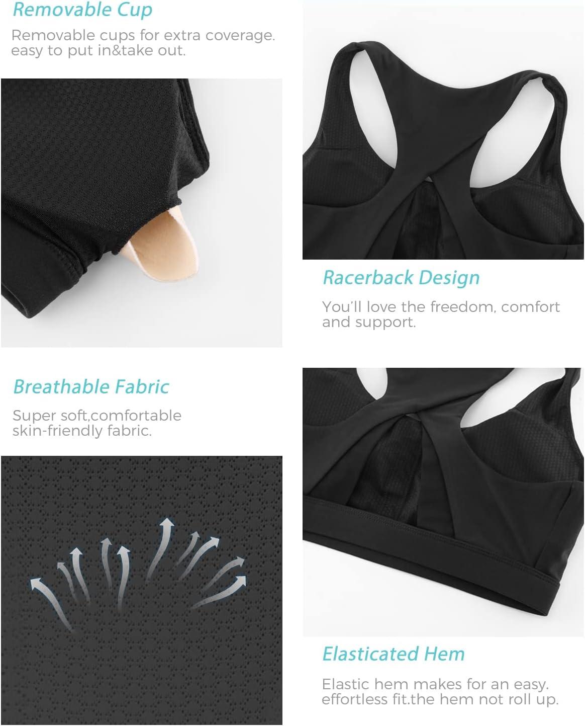 imageRUNNING GIRL Sports Bra for WomenHigh Impact Large Bust Padded Sports Bra Fitness Workout Running Yoga Tank Tops WX2827BlackM