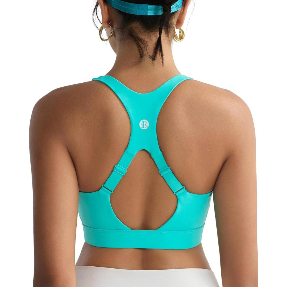 imageRUNNING GIRL High Impact Sports Bras for Women Adjustable Straps Sports Bra High Support Molded Cup Racerback Workout BraAbright Green