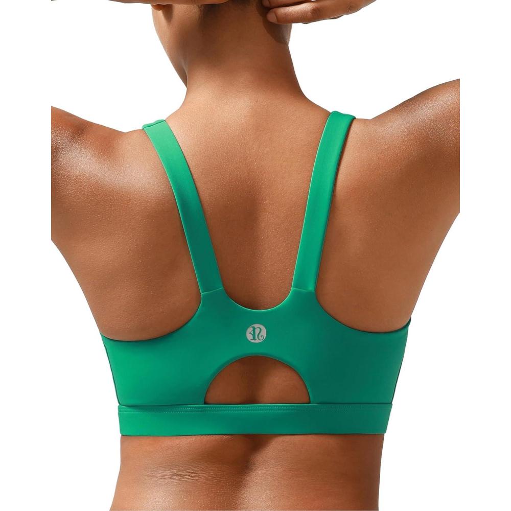 imageRUNNING GIRL Sports Bra for Women High Support Molded Cup High Impact Sports Bras for Women with Sewn in PadsBright Green