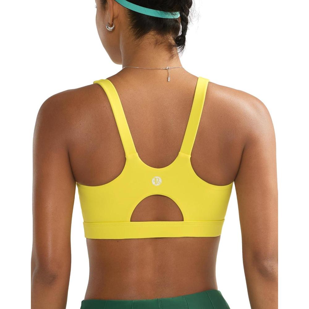 imageRUNNING GIRL Sports Bra for Women High Support Molded Cup High Impact Sports Bras for Women with Sewn in PadsBright Yellow