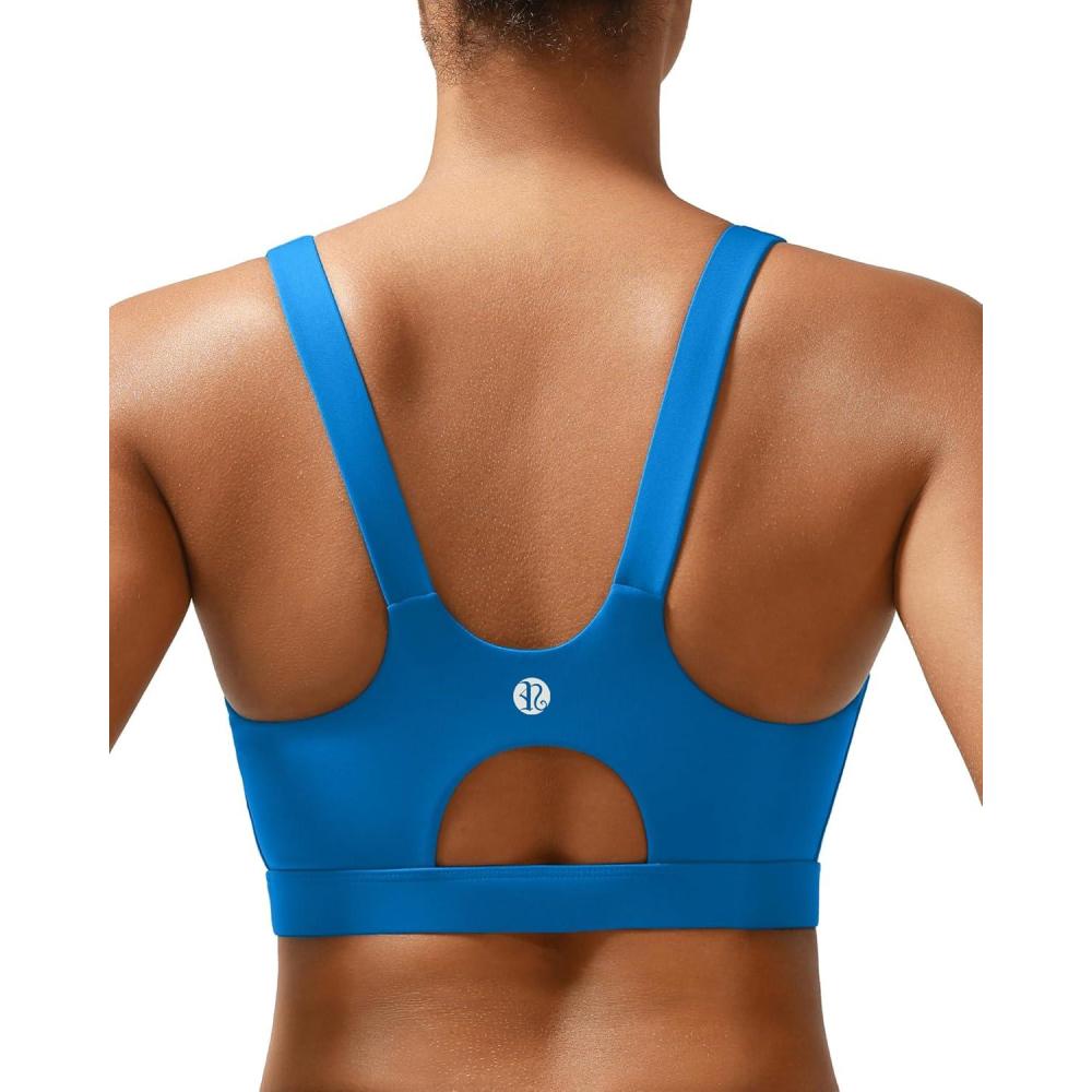 imageRUNNING GIRL Sports Bra for Women High Support Molded Cup High Impact Sports Bras for Women with Sewn in PadsBrilliant Blue