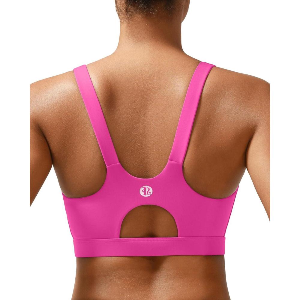 imageRUNNING GIRL Sports Bra for Women High Support Molded Cup High Impact Sports Bras for Women with Sewn in PadsHot Pink