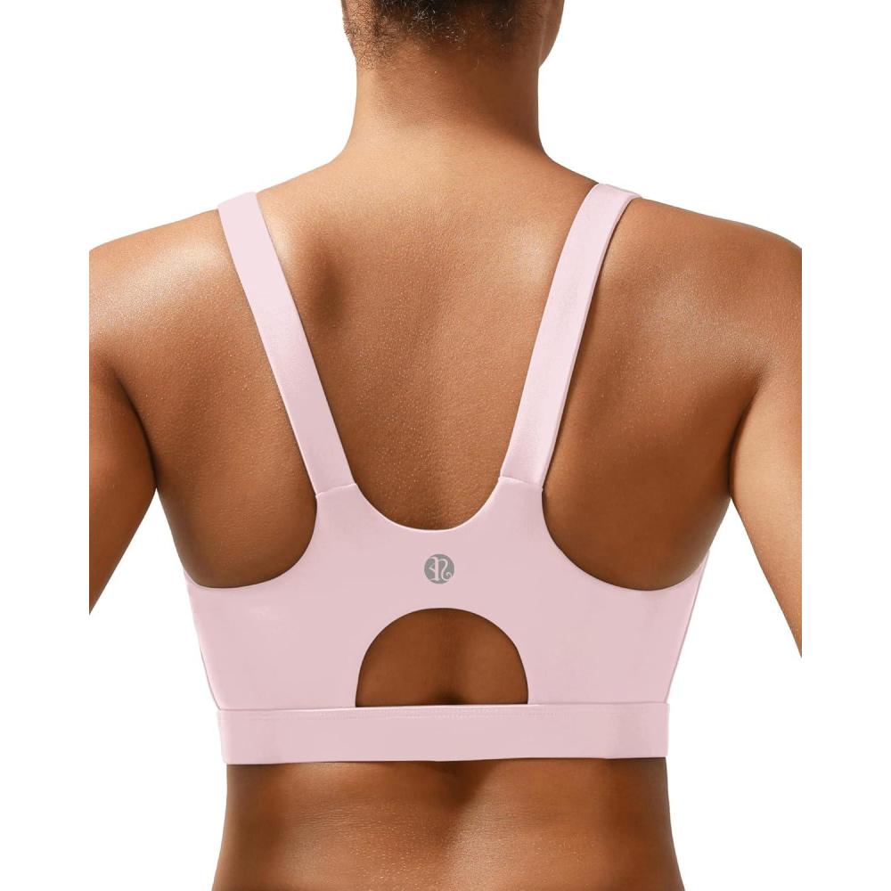 imageRUNNING GIRL Sports Bra for Women High Support Molded Cup High Impact Sports Bras for Women with Sewn in PadsPink