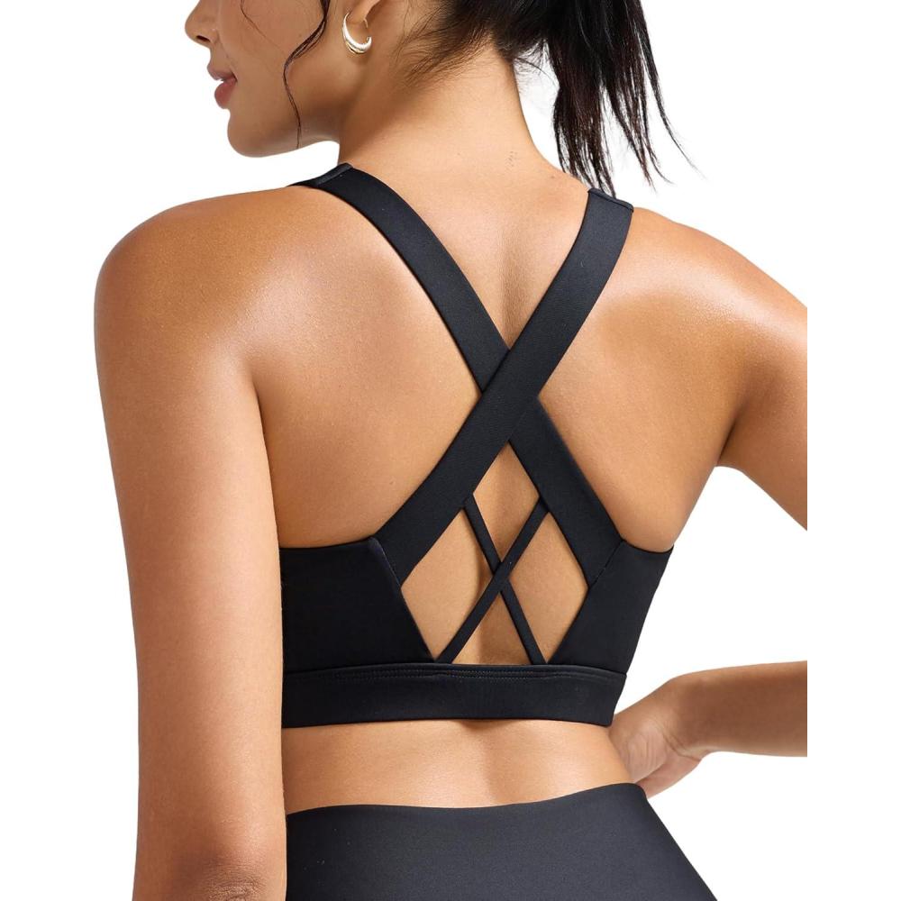 imageRUNNING GIRL Sports Bra for Women High SupportMolded Cup High Impact Sports Bras with Sewn in PadsAblack