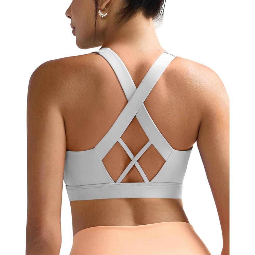 imageRUNNING GIRL Sports Bra for Women High SupportMolded Cup High Impact Sports Bras with Sewn in PadsAgrey