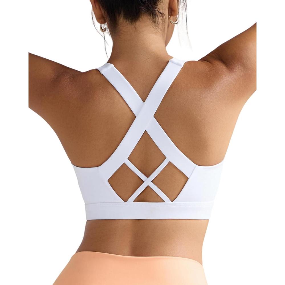 imageRUNNING GIRL Sports Bra for Women High SupportMolded Cup High Impact Sports Bras with Sewn in PadsAwhite