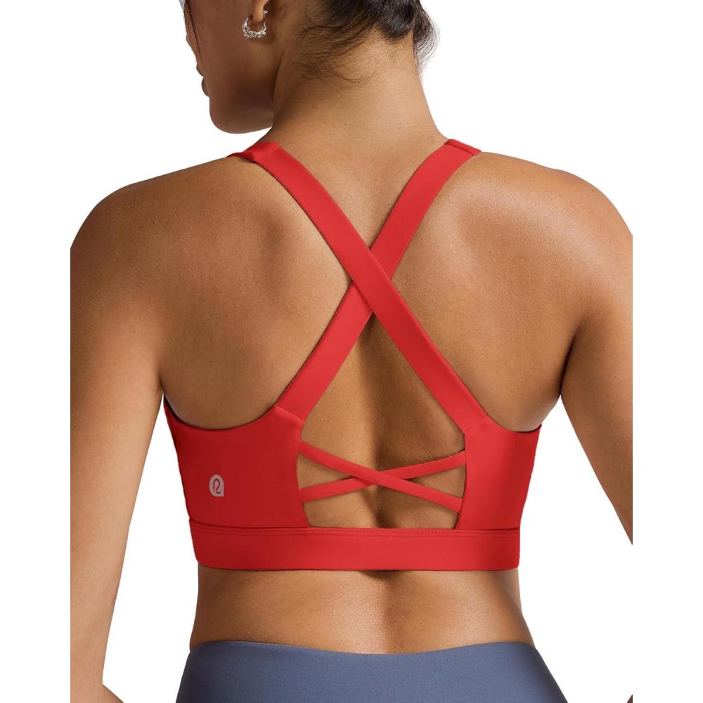 imageRUNNING GIRL Sports Bra for Women High SupportMolded Cup High Impact Sports Bras with Sewn in PadsDeep Red