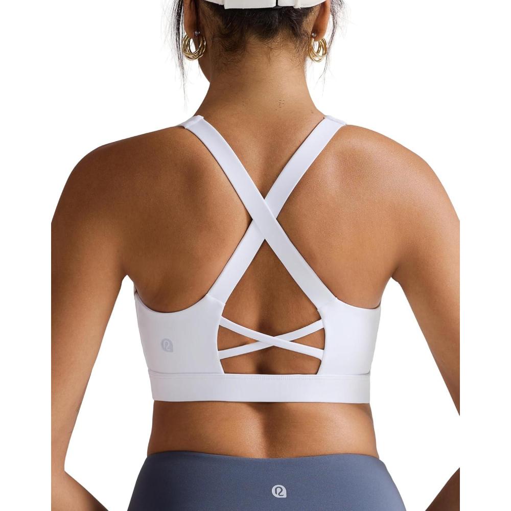 imageRUNNING GIRL Sports Bra for Women High SupportMolded Cup High Impact Sports Bras with Sewn in PadsWhite
