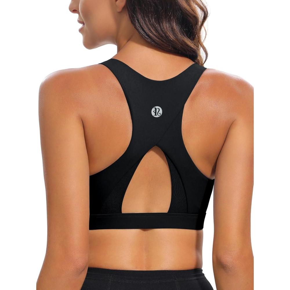 imageRUNNING GIRL Sports Bra for WomenHigh Impact Large Bust Padded Sports Bra Fitness Workout Running Yoga Tank Tops WX2827BlackXL