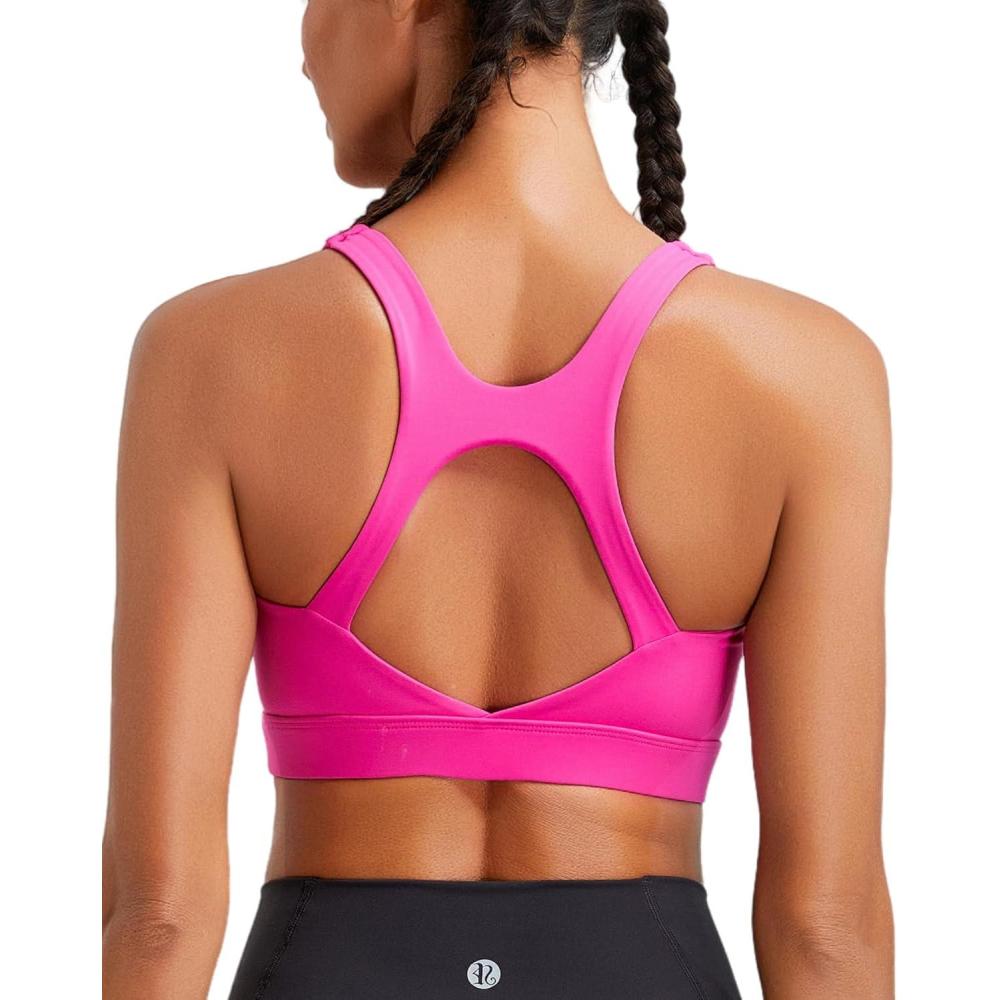 imageRUNNING GIRL Sports Bras for Women High Support High Impact Running Sports Bra Moulded Cup Racerback Sports BrasHot Pink