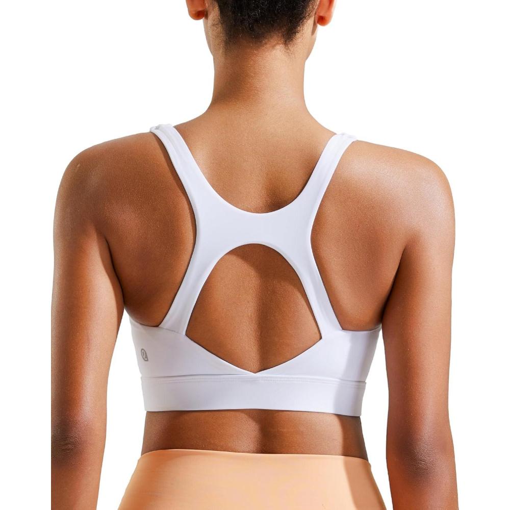 imageRUNNING GIRL Sports Bras for Women High Support High Impact Running Sports Bra Moulded Cup Racerback Sports BrasWhite