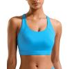 RUNNING GIRL Sports Bra for Women High Support,Molded Cup Strappy Running Sports Bras with Sewn in Pads(Bright Blue)