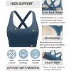 RUNNING GIRL Sports Bra for Women High Support,Molded Cup Strappy Running Sports Bras with Sewn in Pads(Dark Blue)