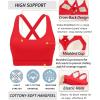 RUNNING GIRL Sports Bra for Women High Support,Molded Cup Strappy Running Sports Bras with Sewn in Pads(Deep Red)