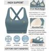 RUNNING GIRL Sports Bra for Women High Support,Molded Cup Strappy Running Sports Bras with Sewn in Pads(Dusty Blue)
