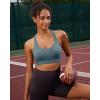 RUNNING GIRL Sports Bra for Women High Support,Molded Cup Strappy Running Sports Bras with Sewn in Pads(Dusty Blue)