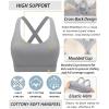 RUNNING GIRL Sports Bra for Women High Support,Molded Cup Strappy Running Sports Bras with Sewn in Pads(Grey)