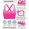 RUNNING GIRL Sports Bra for Women High Support,Molded Cup Strappy Running Sports Bras with Sewn in Pads(Hot Pink)