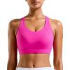 RUNNING GIRL Sports Bra for Women High Support,Molded Cup Strappy Running Sports Bras with Sewn in Pads(Hot Pink)