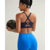RUNNING GIRL Sports Bra for Women High Support,Molded Cup Strappy Running Sports Bras with Sewn in Pads(Navy Blue)