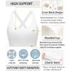 RUNNING GIRL Sports Bra for Women High Support,Molded Cup Strappy Running Sports Bras with Sewn in Pads(White)