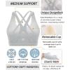 RUNNING GIRL Sports Bras for Women, Criss-Cross Back Padded Strappy Sports Bras Medium Support Yoga Bra with Removable Cups(2825 Grey M)