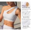 RUNNING GIRL Womens One Shoulder Sports Bras Workout Left Strap Yoga Bras Cute Medium Support Crop Top(B-white)