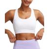 RUNNING GIRL Sports Bra for Women High Support,Criss-Cross Back Strappy Sports Bra Moulded Cup High Impact Workout Top（WX3066_White_L）