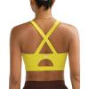 RUNNING GIRL Sports Bra for Women High Support,Molded Cup Strappy Running Sports Bras with Sewn in Pads(Bright Yellow)