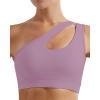 RUNNING GIRL Womens One Shoulder Sports Bras Workout Left Strap Yoga Bras Cute Medium Support Crop Top(1-purple)