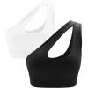 RUNNING GIRL Womens One Shoulder Sports Bras Workout Left Strap Yoga Bras Cute Medium Support Crop Top(B-bw)