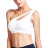 RUNNING GIRL Womens One Shoulder Sports Bras Workout Left Strap Yoga Bras Cute Medium Support Crop Top(B-white)